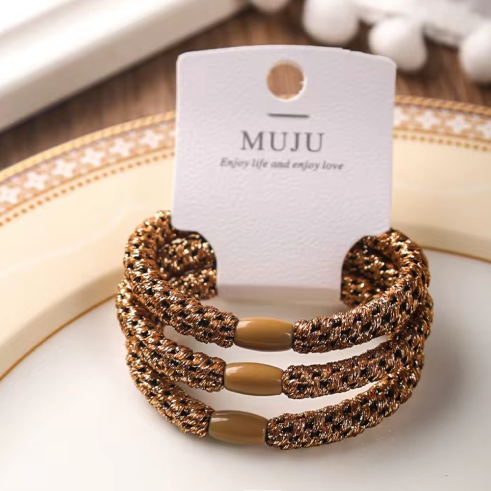 Gold Twisted Thick Hair Tie, Set of 3 on Card